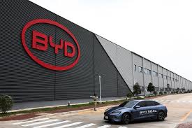 BYD hording board and BYD car on black colour(EV vehicles)