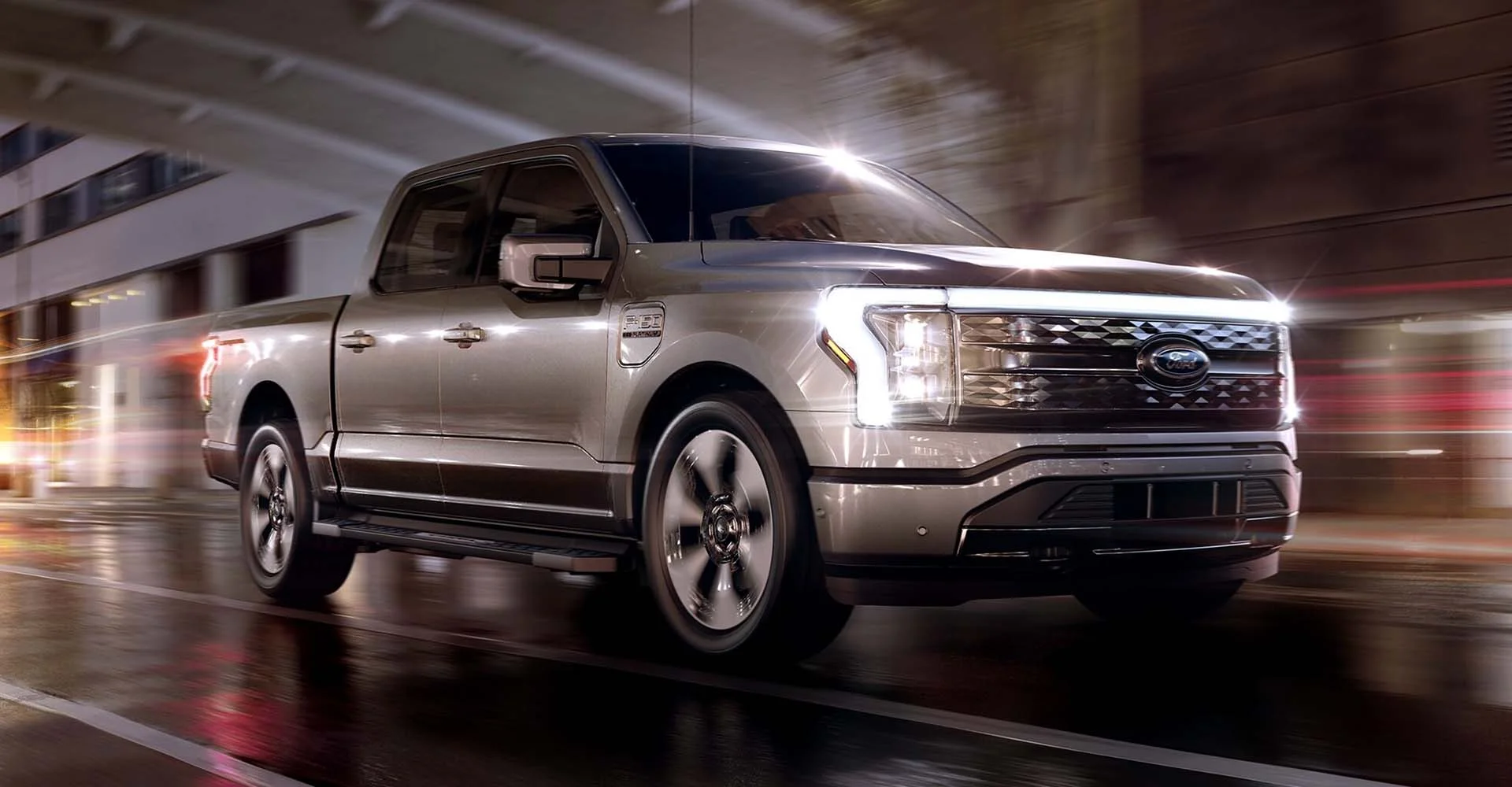 Grey color ford car running through a tunnel