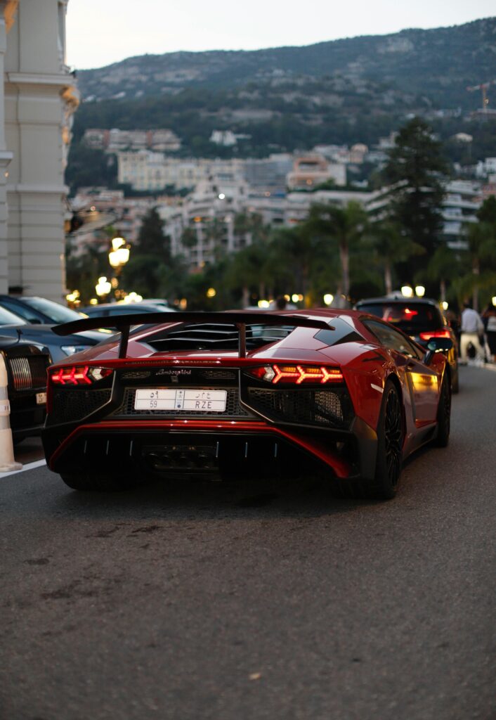 Back Part of Lamborghini car, Red in color ( top 10 car brands)