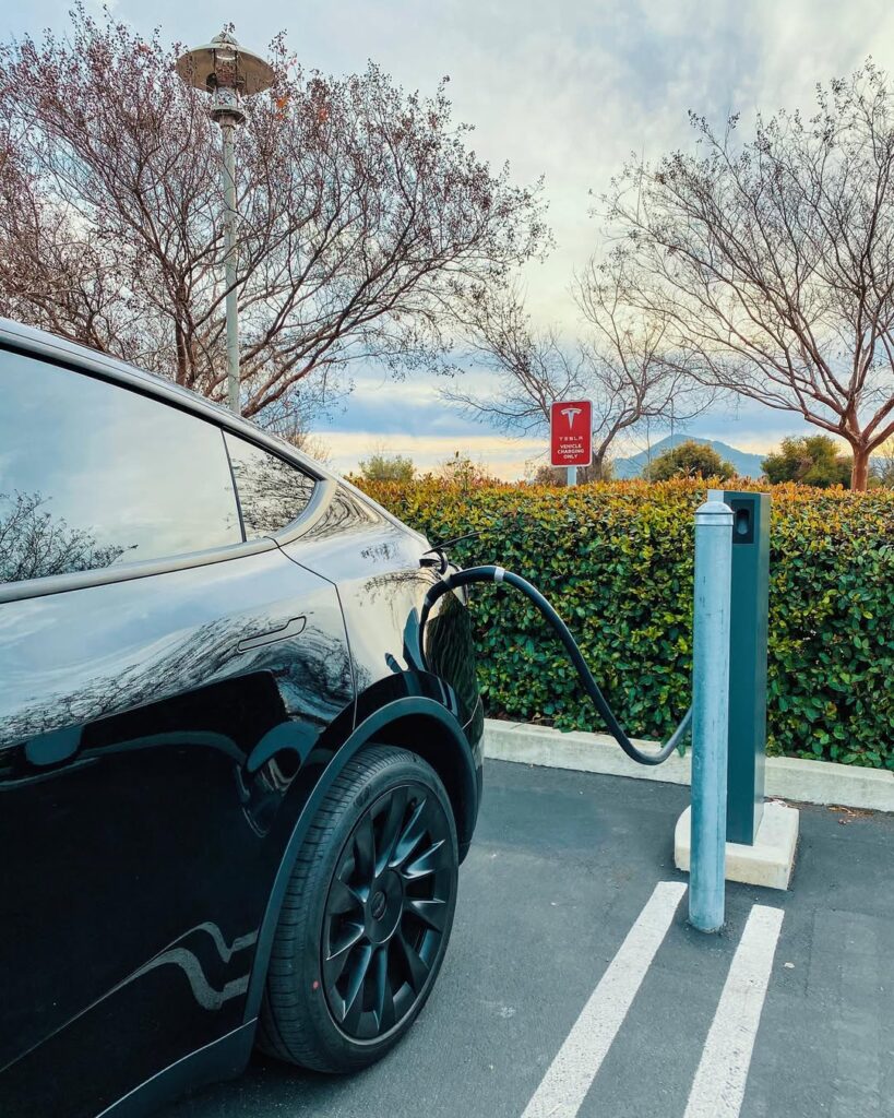 black car on charging